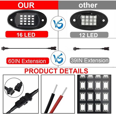 GSRECY RGB LED ROCK LIGHTS FOR TRUCTS ، 8 PODS ROCK LIGHTS مع APP/REMOTE CONTROL/MUSIC MODE ، MULTILCOLOR NEON UNDGLOW WELL LIGH in Kuwait