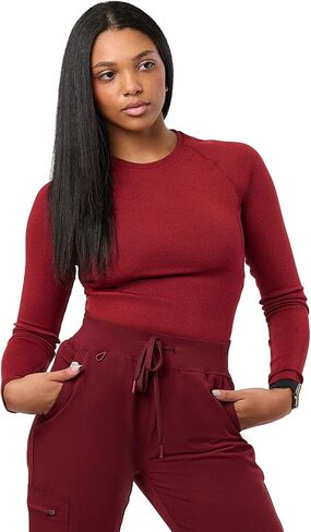 Peelz Kiki Long Sleeve Underscrub Top للنساء - ناعمة ، مطاطية ، بنائبة سلسة للطبقة والراحة ، تناسب نحيف in Kuwait