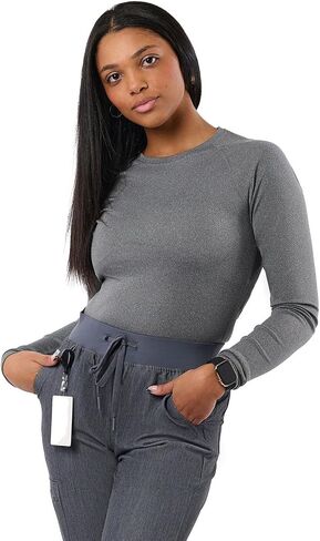 Peelz Kiki Long Sleeve Underscrub Top للنساء - ناعمة ، مطاطية ، بنائبة سلسة للطبقة والراحة ، تناسب نحيف in Kuwait