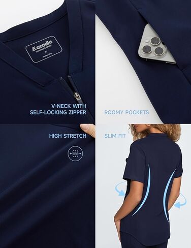 Acadia Louise Scrub Top for Women: Slim Fit, V-Neck, 2 Pockets, High Performance, Easy Care in Kuwait