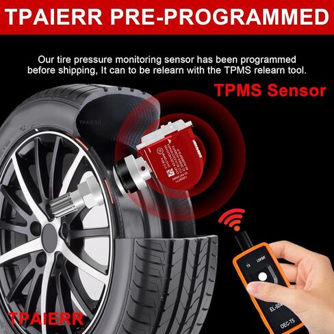 4PCS TPMS Sensor ، 315MHz OE 13598771 13598772 13586335 13581558 نظام مراقبة ضغط الإطارات متوافق مع مجموعة شيفروليه/تشيفي/سيلفرادو/GMC/BUICK/CADILLAC/PONTIAC/HUMMBER من 4 (سوداء) in Kuwait
