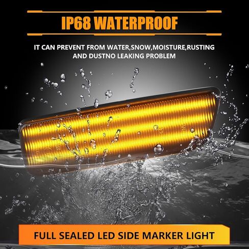 Front Fender Side Marker Lights for V-olkswagen 1999-2005 G-OLF MK4, JETTA MK4, 2000-2003 GTI/R32 MK4, 1999-2002 CABRIO, [3 Light Beads 50 SMD Chips] Clear Lens Amber LED Turn Signals, 2 PCS in Kuwait