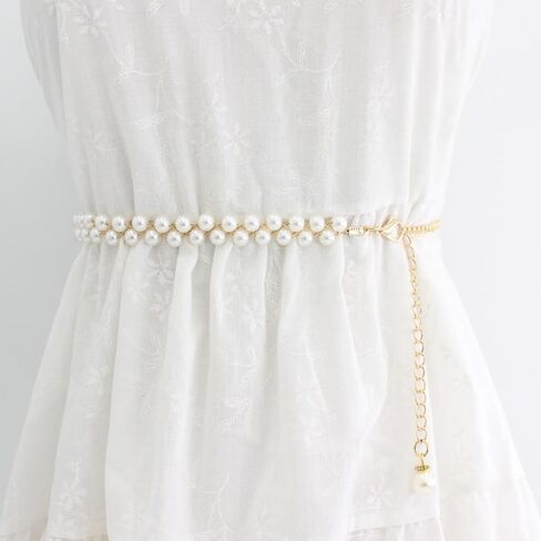 Pearl Belts for Formal Women Dress Pearl Waist Chain for Women Layered Waist Chain Belt Handmade Pearl Body Chain Charm Bridal Dresses Belt Adjustable Accessory for womenFashion Jewelry Gifts in Saudi Arabia