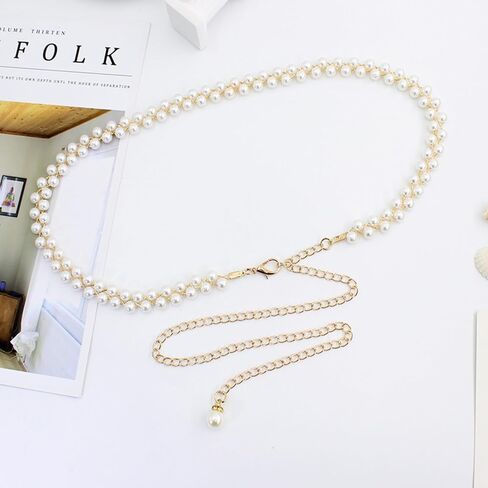 Pearl Belts for Formal Women Dress Pearl Waist Chain for Women Layered Waist Chain Belt Handmade Pearl Body Chain Charm Bridal Dresses Belt Adjustable Accessory for womenFashion Jewelry Gifts in Saudi Arabia