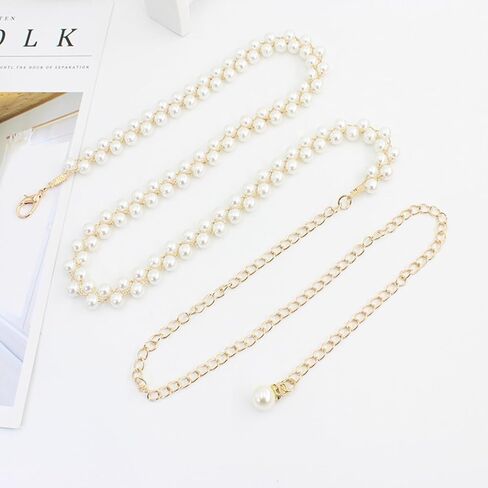 Pearl Belts for Formal Women Dress Pearl Waist Chain for Women Layered Waist Chain Belt Handmade Pearl Body Chain Charm Bridal Dresses Belt Adjustable Accessory for womenFashion Jewelry Gifts in Saudi Arabia