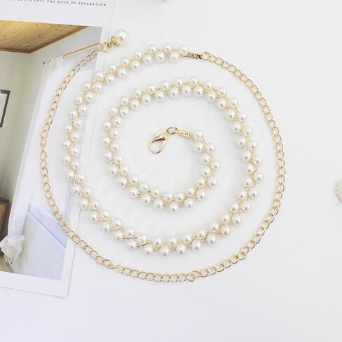 Pearl Belts for Formal Women Dress Pearl Waist Chain for Women Layered Waist Chain Belt Handmade Pearl Body Chain Charm Bridal Dresses Belt Adjustable Accessory for womenFashion Jewelry Gifts in Saudi Arabia