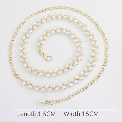 Pearl Belts for Formal Women Dress Pearl Waist Chain for Women Layered Waist Chain Belt Handmade Pearl Body Chain Charm Bridal Dresses Belt Adjustable Accessory for womenFashion Jewelry Gifts in Saudi Arabia