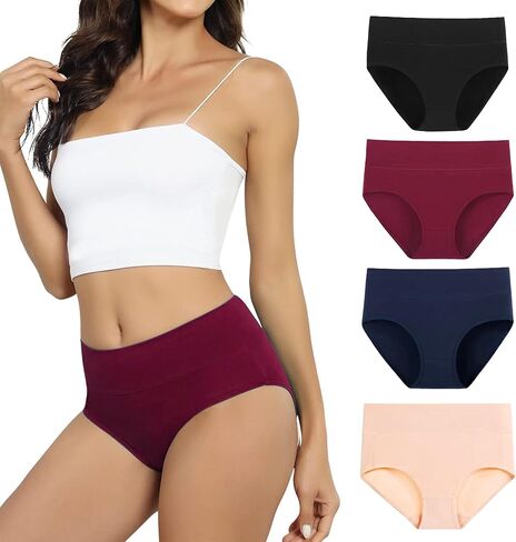 Cotton Underwear for Women High Waist Breathable Full Coverage Panties Tummy Control Plus Size Comfort MultiPack in Saudi Arabia