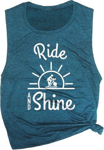 Ride and Shine Women's Workout Muscle Tee - Sleeveless Active Wear, Yoga, Gym Top for Cycling - Comfortable Workout Tank Top in Saudi Arabia