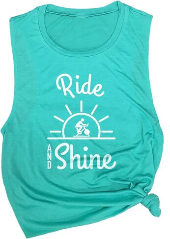 Ride and Shine Women's Workout Muscle Tee - Sleeveless Active Wear, Yoga, Gym Top for Cycling - Comfortable Workout Tank Top in Saudi Arabia