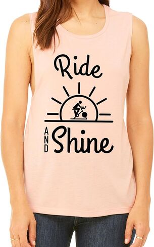 Ride and Shine Women's Workout Muscle Tee - Sleeveless Active Wear, Yoga, Gym Top for Cycling - Comfortable Workout Tank Top in Saudi Arabia