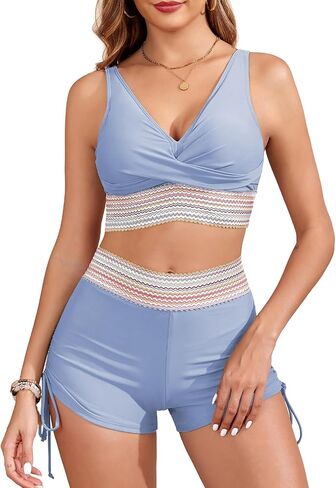 Century Star Women's Two Piece Swimsuit with Boy Shorts High Waisted Bikini Sets Sporty Swimming Suits Bathing Suit in Saudi Arabia