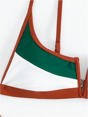 MakeMeChic Women's Colorblock Bikini Set V-Wired Spaghetti Strap High Cut Bathing Suit Swimsuits in Saudi Arabia