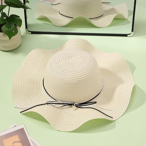 Eigso Womens Wide Breim Beach Ducket Hat Summer Straw Straw Straw Locen Mesh Hats for Woman in Kuwait