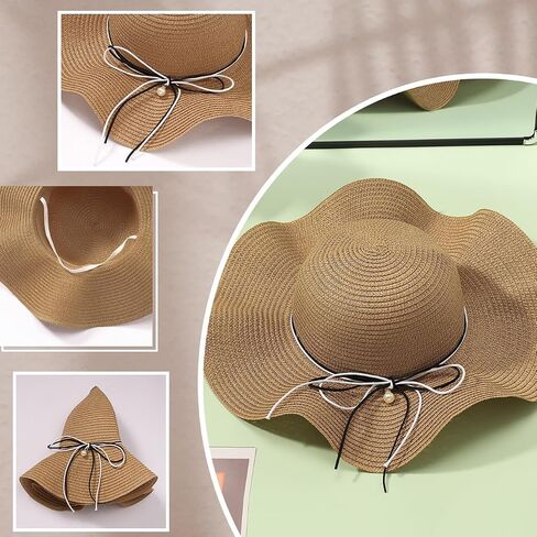 Eigso Womens Wide Breim Beach Ducket Hat Summer Straw Straw Straw Locen Mesh Hats for Woman in Kuwait
