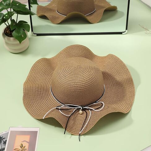 Eigso Womens Wide Breim Beach Ducket Hat Summer Straw Straw Straw Locen Mesh Hats for Woman in Kuwait