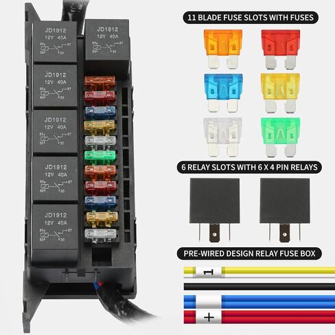 Pre-Wired 12V Relay Box with 4 Relays and 12Way ATC/ATO Fuse Slots, Sealed Fuse Block for Automotive, Car, Marine, Boat in Saudi Arabia