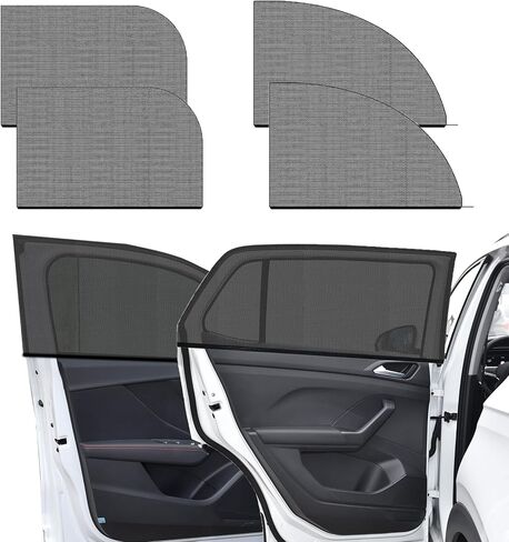 4PCS Car Window Shades, Side Window Sun Shade, Breathable Mesh Baby Window Screen Covers for Block Heat & UV Protection, Universal Car Interior Accessories for Most Car Truck SUV in Saudi Arabia