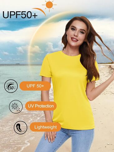 KEFITEVD Women's Workout Tops Short Sleeve UPF 50+ Athletic Sun Protection Shirts Quick Dry Running Rush Guard Gym Tee in Saudi Arabia