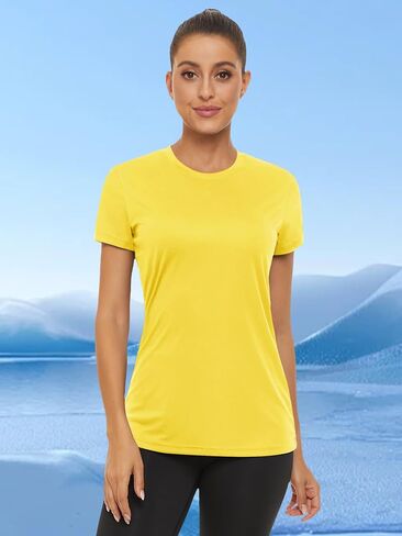 KEFITEVD Women's Workout Tops Short Sleeve UPF 50+ Athletic Sun Protection Shirts Quick Dry Running Rush Guard Gym Tee in Saudi Arabia