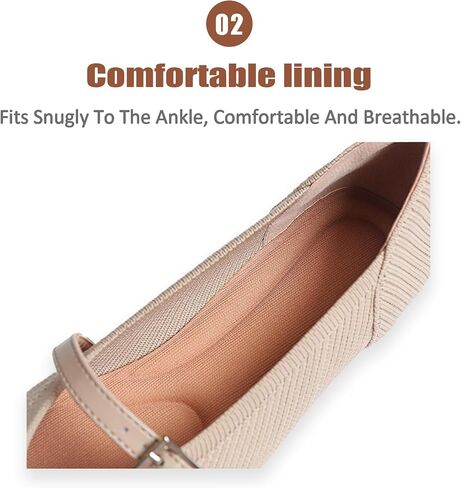 Women Knitted Striped Pointed Toe Mary Jane Flats with Adjustable Ankle Strap Comfort Casual Breathable Lightweight Washable Walking Shoes Dressy Ballet Flats for Office Dating in Saudi Arabia