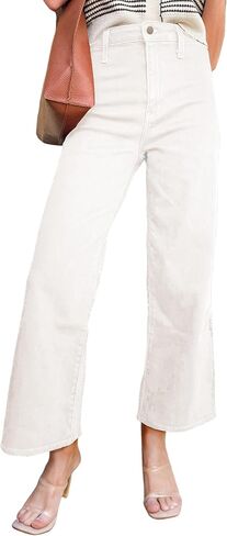 Astylish Womens High Waisted Jeans Stretchy Wide Leg Straight Trendy 2025 Summer Ankle Denim Pants No Front Pockets in Saudi Arabia