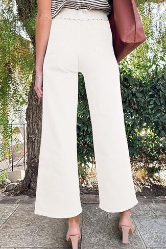 Astylish Womens High Waisted Jeans Stretchy Wide Leg Straight Trendy 2025 Summer Ankle Denim Pants No Front Pockets in Saudi Arabia