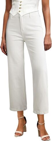 Astylish Womens High Waisted Jeans Stretchy Wide Leg Straight Trendy 2025 Summer Ankle Denim Pants No Front Pockets in Saudi Arabia