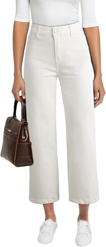 Astylish Womens High Waisted Jeans Stretchy Wide Leg Straight Trendy 2025 Summer Ankle Denim Pants No Front Pockets in Saudi Arabia