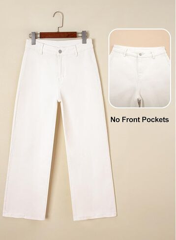 Astylish Womens High Waisted Jeans Stretchy Wide Leg Straight Trendy 2025 Summer Ankle Denim Pants No Front Pockets in Saudi Arabia