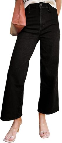 Astylish Womens High Waisted Jeans Stretchy Wide Leg Straight Trendy 2025 Summer Ankle Denim Pants No Front Pockets in Saudi Arabia