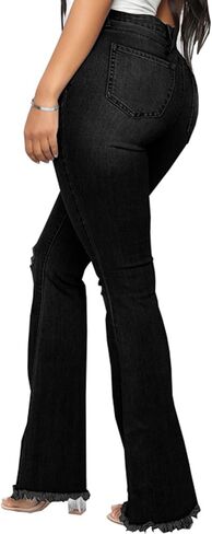 Bell Bottom Jeans for Women Skinny Flared Jeans Elastic High Waisted Vintage 70s Classic Stretchy Wide Leg Denim Pants in Kuwait