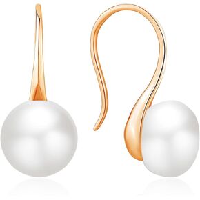 Sterling Silver Pearl Drop Earrings, Classic Hook Design, White