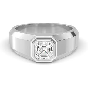 1-8 قيراط (CTW) الذهب الأبيض Asscher Cut Lab Band Diamond Mens Band (Color D-E Clarity VS1-VS2)