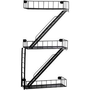 Fire Escape Wall Shelf - 3 Tier Trinket & Action Figure Display with Screwdriver & Screws, Unique Rustic Floating Action Figure Display for Bathroom & Living Room & Home Decor (3 Tier, 1)
