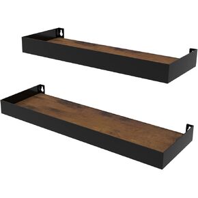 RLAVBL Wall Shelves Set of 2, Rustic Storage Wood Wall Mounted Floating Shelves for Bedroom Living Room Kitchen