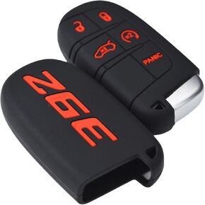 392 Silicone Key Fob Cover for Dodge Charger Challenger SRT Hornet R/T Dart Durango Journey and Jeep Cherokee Compass Renegade Chrysler 300 Keyless 5 Buttons Case Accessories