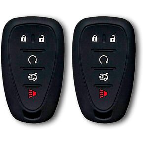 Autobase Silicone Key Fob Cover for Chevy Malibu Camaro Trax Traverse Trailblazer Sonic Cruze Blazer Volt Equinox Spark | Car Accessory for Chevrolet | Key Protection Case 2 Pcs (Black & Red)