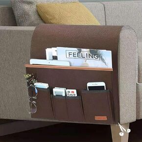 5 Pockets Sofa Armchair Organizer, Multifunctional Bedside Organizer for Recliner Couch, Non-Slip Armrest Side Pocket Storage for Magazine, Tablet, Phone, Pad, Remote Control