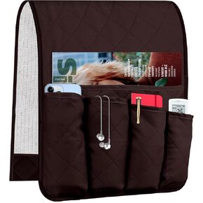 Zkoo Sofa Armrest منظم ، أريكة Armset منظم غير انزلاق مناسب لأريكة التسكع ، Caddy مسند أريكة مع 5 جيوب للمجلة ، الهاتف ، iPad ، جهاز التحكم عن بُعد التلفزيون (القهوة)