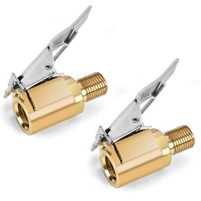 Brass Tire Inflation Hose Adapter, Locking Tire Air Chuck, Threaded Twist Connection Converts to Locking, No Leak Air Compressor Pump Clamps On Tire Chuck with Tire Valve Tire Nozzle 2pcs