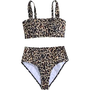 SOLY HUX Women's Swimsuit Floral Print High Waisted Bikini Set Summer Two Piece Bathing Suit