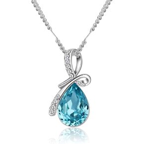 Kruckel Ice Blue Dancing Princess Pendant Necklace made with top Austrian Crystal | Stunning Radiant & Sophisticated White Gold Plated, Jewelry for Women | Lightweight Easy - Wear Fashion Design Accesory | Great Gift for Anna Elsa Sophia Wedding Birthday 