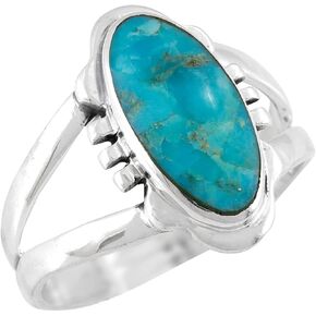 Turquoise Ring Sterling Silver 925 Genuine Gemstones Size 6 to 11