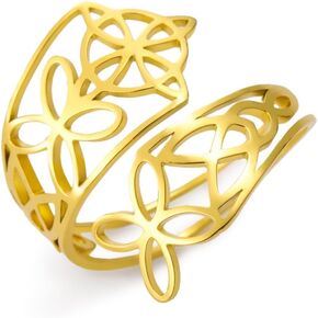 Dreamtimes Witch Knot Ring for Women - Irish Wiccan Jewelry, Stainless Steel Adjustable Thumb Open Ring