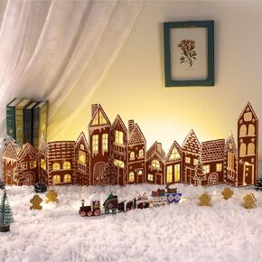 TecUnite 40" Christmas Gingerbread House Pop up Card with LED Light Gingerbread House Scene Long Card Holiday Tabletop Decor Displayable Jumbo Christmas Decor