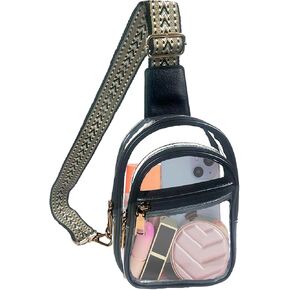 3 Pockets Clear Bag for Stadium Events Crossbody Bag Chest Sling Backpack Transparent Concert bag Fanny Pack Purse Women Men