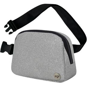 NGIL Mini Belt Bag for Women Crossbody Pack Waist Bag FannyPack with Adjustable Strap Crossbody Pouch for Traveling, Hiking (Glitter-Black)