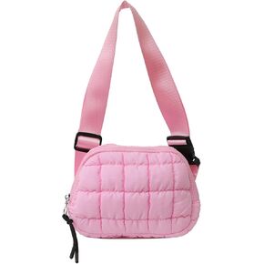 I IHAYNER Quilted Puffer Belt Bag Fanny Waist Packs Small Crossbody Bag with Adjustable Strap for Traveling Hiking Light Grey