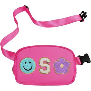 Fanny Pack For Girls Pink Kid Crossbody Bag Chenille M Letter Preppy Belt Bag, Christmas Birthday Graduation Gifts For Girl Teen Daughter Sister, Personalized Nylon Fanny Packs in Saudi Arabia
